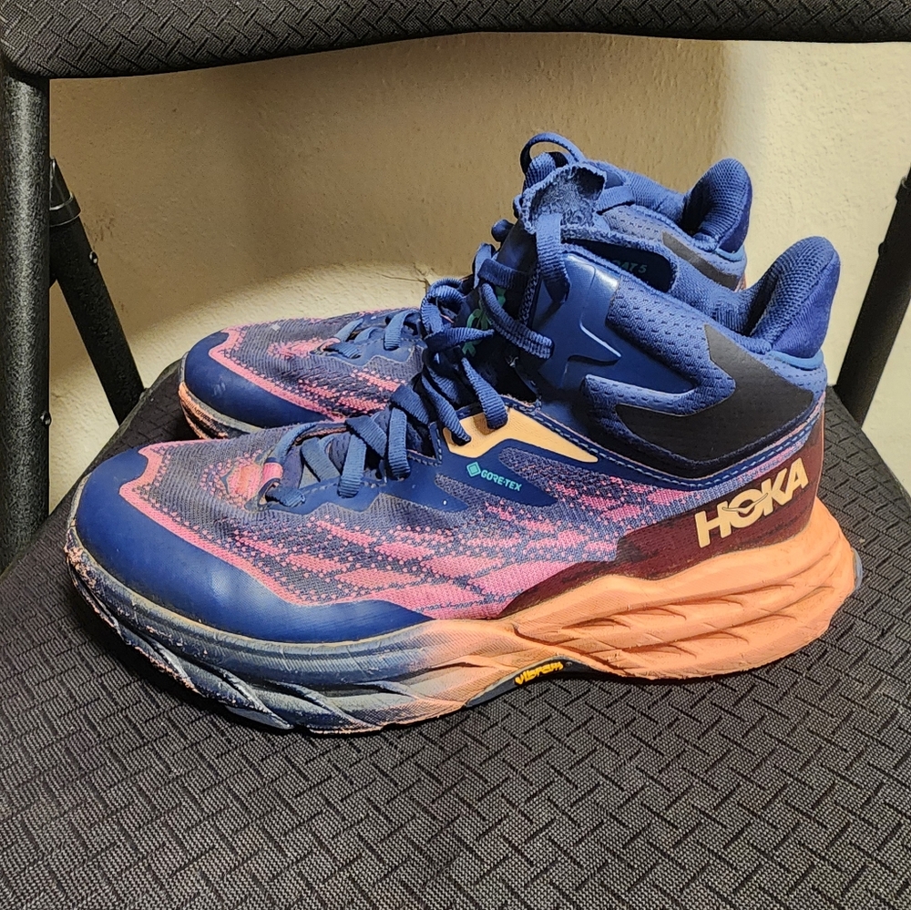 Hoka Blue and Pink Running Shoes